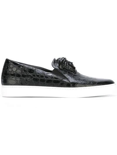 versace embossed crocodile slip-on sneakers|Palazzo Idol Crocodile.